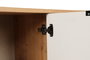 Hanah Home Consola Roble, Blanco. Fabricada 100% en tablero de partículas revestido de melamina con patas metálicas. Medidas: 142x83x35.6 cm.